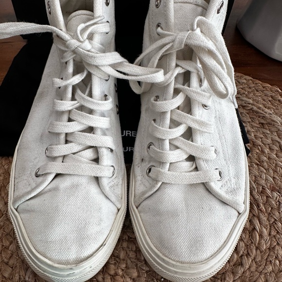 Saint Laurent White High-Top Sneakers Canvas Style - Picture 5 of 11